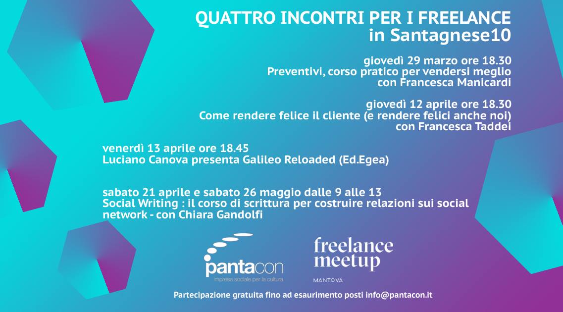 Quattro incontri per i liberi professionisti con Pantacon e Freelance Meetup